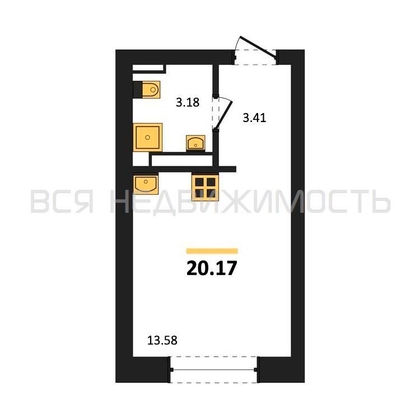 квартира-студия, 20,17кв.м. квартира-студия, 20,17кв.м. - изображение