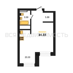 квартира-студия, 34,33кв.м. - изображение 1
