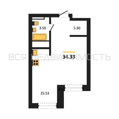 квартира-студия, 34,33кв.м. - изображение 0