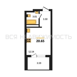 квартира-студия, 20,65кв.м. квартира-студия, 20,65кв.м. - изображение 1