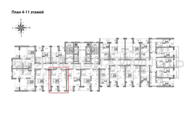 1-комнатная квартира, 40.14кв.м - изображение 1