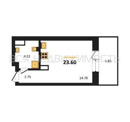 квартира-студия, 23,6кв.м. - изображение 1