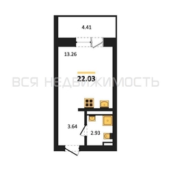 квартира-студия, 22,03кв.м. квартира-студия, 22,03кв.м. - изображение 1