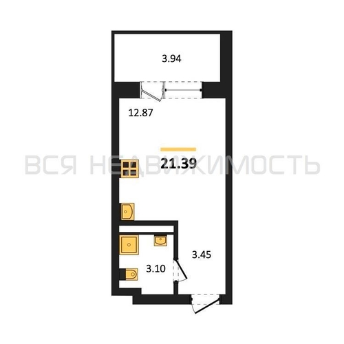 квартира-студия, 21,39кв.м. - изображение 0