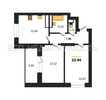 2-комнатная квартира, 53.94кв.м - изображение 1