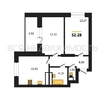 2-комнатная квартира, 52.28кв.м - изображение 1