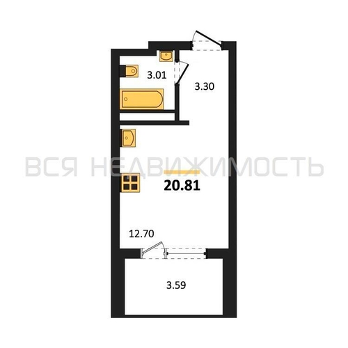 квартира-студия, 20,81кв.м. - изображение 0