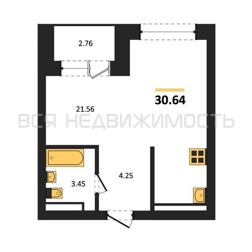 квартира-студия, 30,64кв.м. - изображение 0