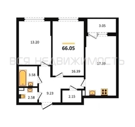 2-комнатная квартира, 66.93кв.м - изображение 1