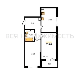 2-комнатная квартира, 63.2кв.м - изображение 1