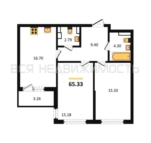 2-комнатная квартира, 65.86кв.м - изображение 0