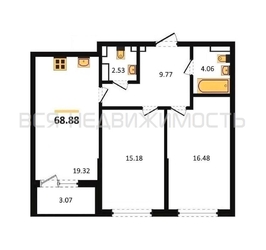 2-комнатная квартира, 69.6кв.м - изображение 1