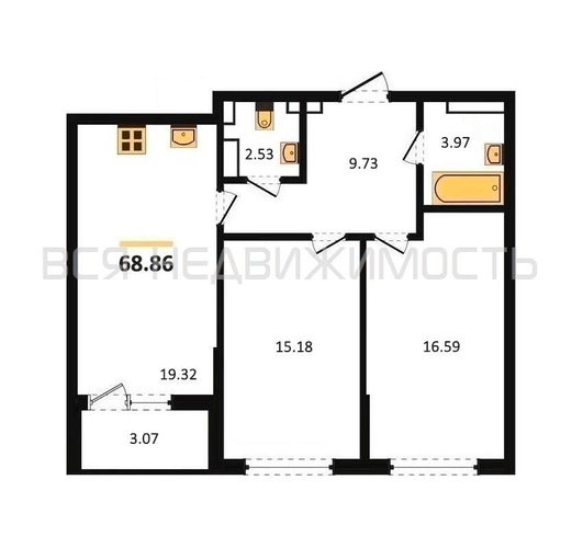 2-комнатная квартира, 69.5кв.м - изображение 0
