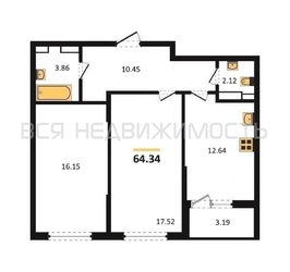 2-комнатная квартира, 64.34кв.м - изображение 1