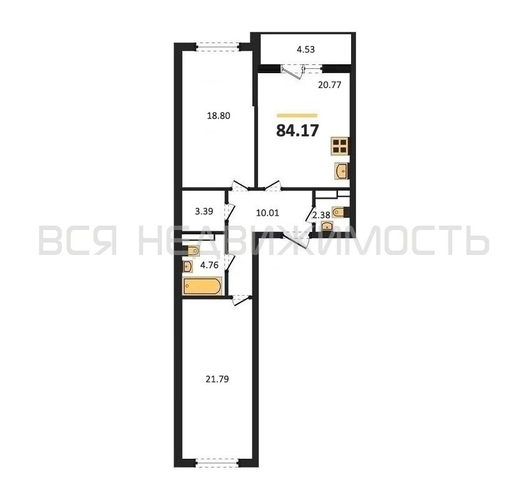2-комнатная квартира, 84.17кв.м - изображение 0