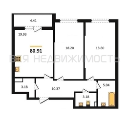2-комнатная квартира, 80.91кв.м - изображение 1