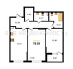 2-комнатная квартира, 75.35кв.м - изображение 1