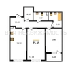 2-комнатная квартира, 75.35кв.м - изображение 1
