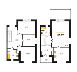 4-комнатная квартира, 128.5кв.м 4-комнатная квартира, 128.5кв.м - изображение 1