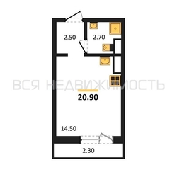 квартира-студия, 20,9кв.м. - изображение 1