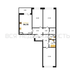 3-комнатная квартира, 94.7кв.м - изображение 1