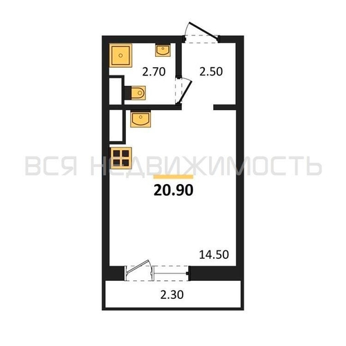 квартира-студия, 20,9кв.м. - изображение 0