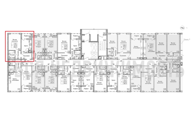 1-комнатная квартира, 39.3кв.м - изображение 1