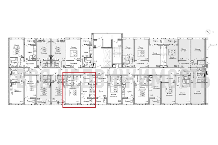 1-комнатная квартира, 39.4кв.м - изображение 1