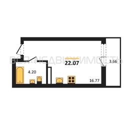 квартира-студия, 22,07кв.м. - изображение 1