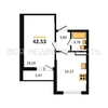 1-комнатная квартира, 42.53кв.м - изображение 1 1-комнатная квартира, 42.53кв.м - изображение 1