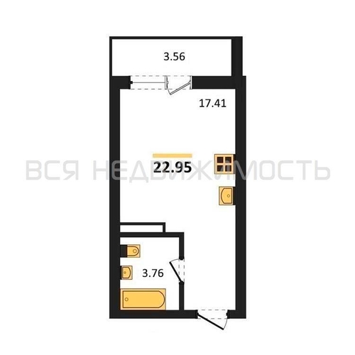 квартира-студия, 22,95кв.м. - изображение 0