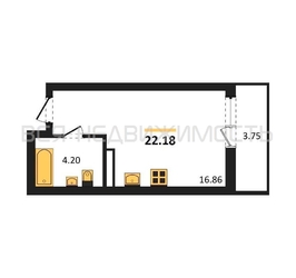 квартира-студия, 22,18кв.м. - изображение 1