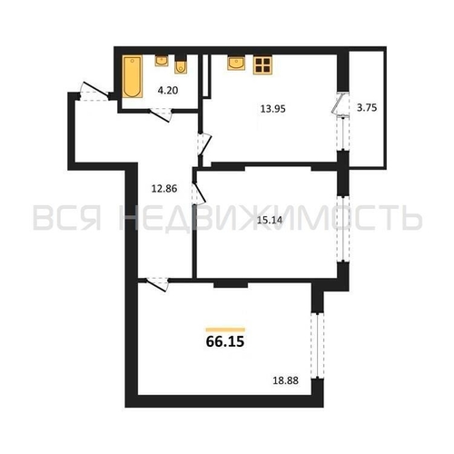 2-комнатная квартира, 66.15кв.м - изображение 0