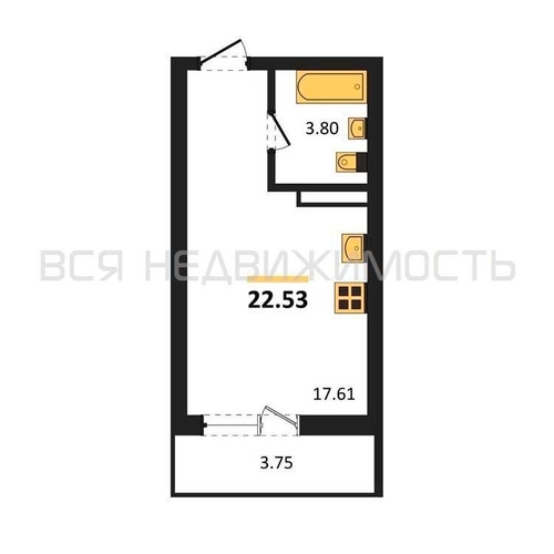 квартира-студия, 22,53кв.м. - изображение 0