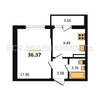1-комнатная квартира, 36.37кв.м - изображение 1
