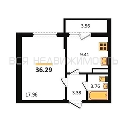 1-комнатная квартира, 36.29кв.м - изображение 1