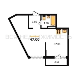 квартира-студия, 47кв.м. квартира-студия, 47кв.м. - изображение 1