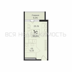 квартира-студия, 33,04кв.м. квартира-студия, 33,04кв.м. - изображение 1