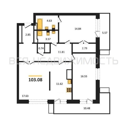 2-комнатная квартира, 103.08кв.м - изображение