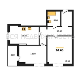 2-комнатная квартира, 64.6кв.м - изображение 1