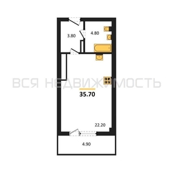 квартира-студия, 35,7кв.м. - изображение 1