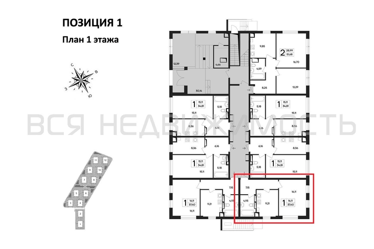 1-комнатная квартира, 37.4кв.м - изображение 1