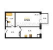 1-комнатная квартира, 37.81кв.м - изображение 1