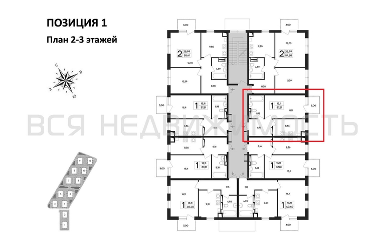 1-комнатная квартира, 37.81кв.м - изображение 1