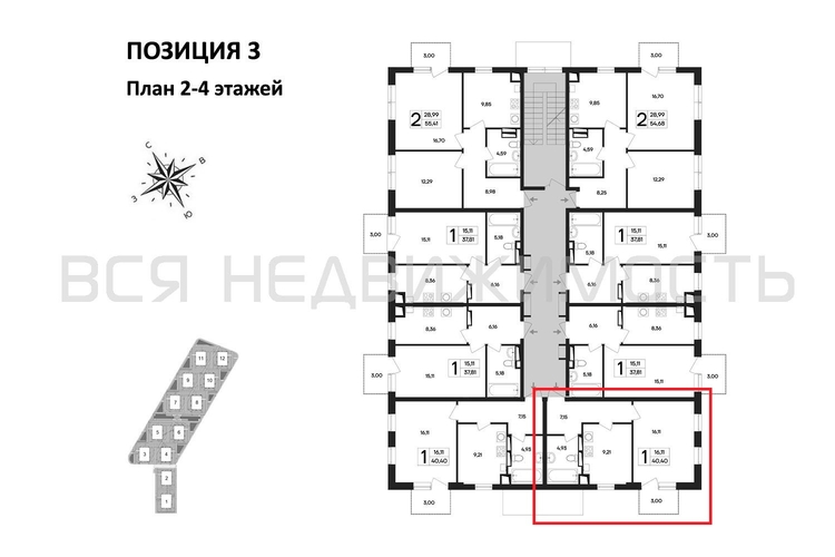 1-комнатная квартира, 40.4кв.м - изображение 1