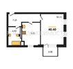 1-комнатная квартира, 40.4кв.м - изображение 1