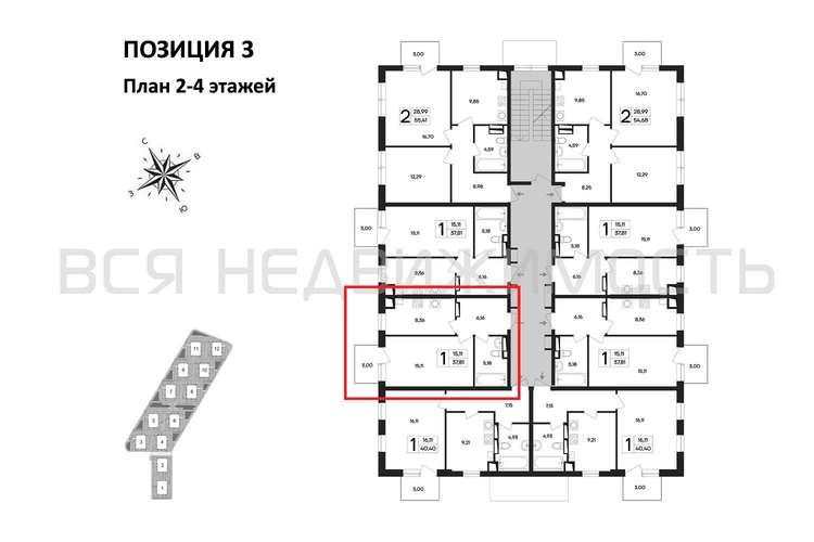 1-комнатная квартира, 37.81кв.м - изображение 1