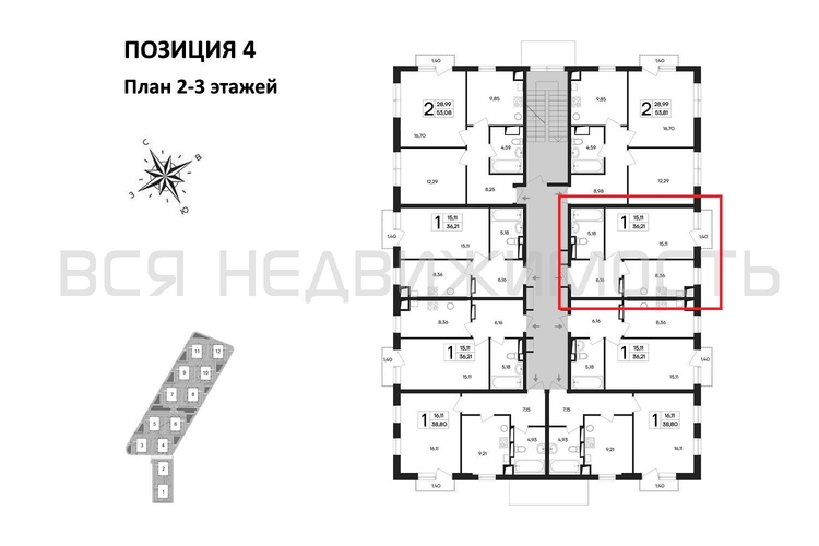 1-комнатная квартира, 36.21кв.м - изображение 1