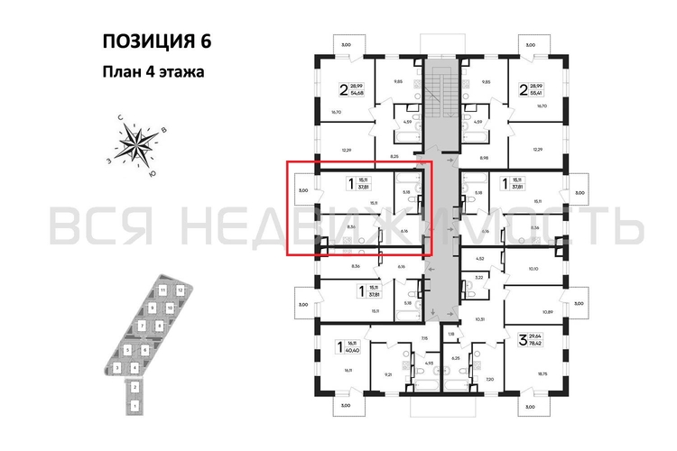 1-комнатная квартира, 37.81кв.м - изображение 1
