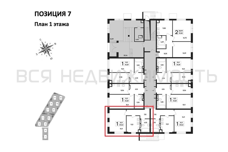 1-комнатная квартира, 37.4кв.м - изображение 1